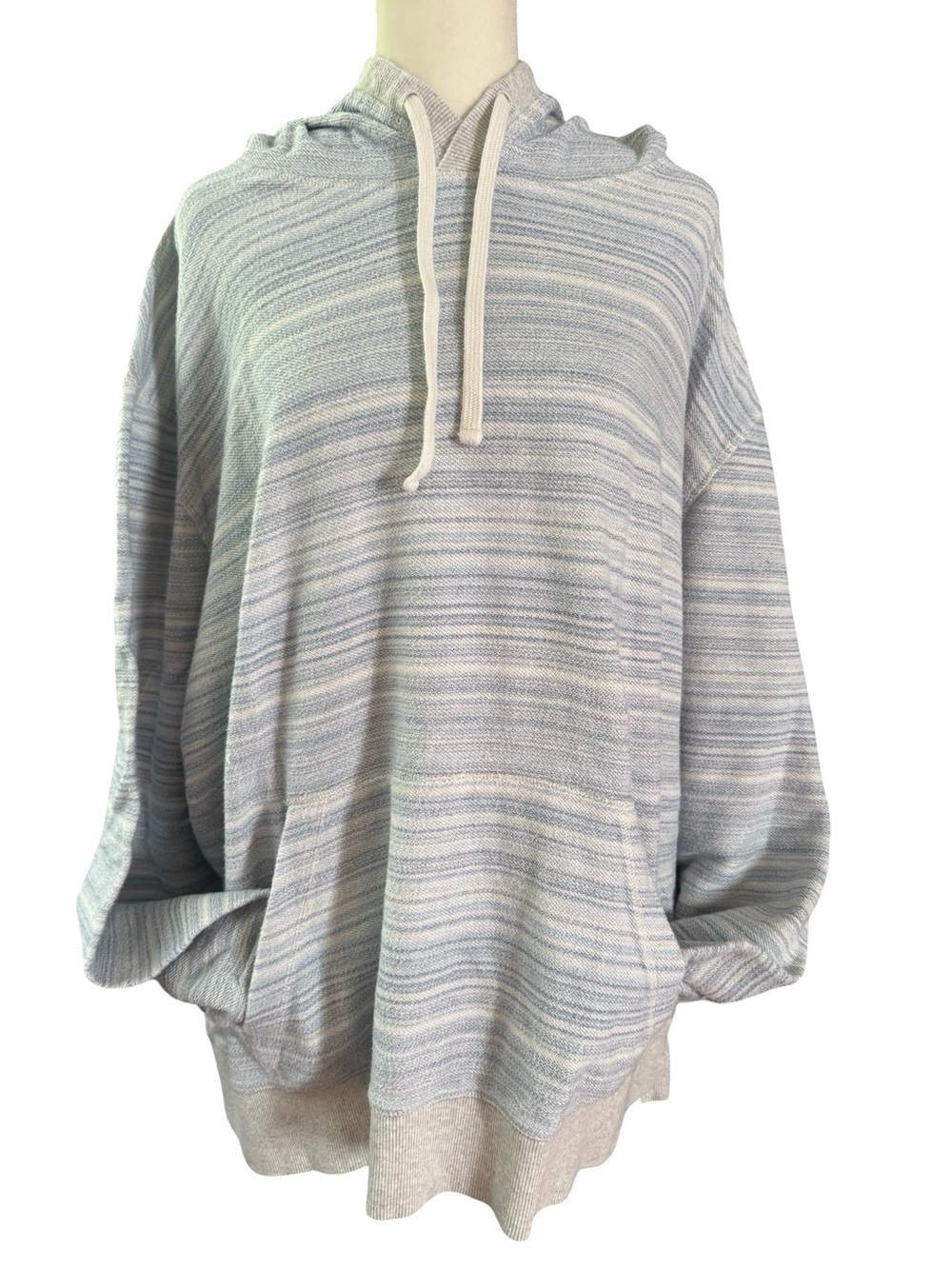 Faherty Pale Blue Striped 100% Cotton Hoodie Men’s Size XXL